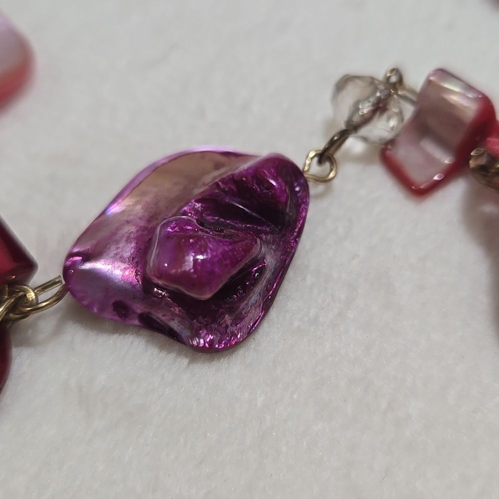 Pink and Purple Mother Of Pearl Necklace - Picture 6 of 8